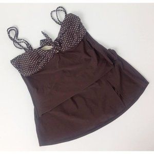 Brown Retro 2 PC Tankini Sz XL